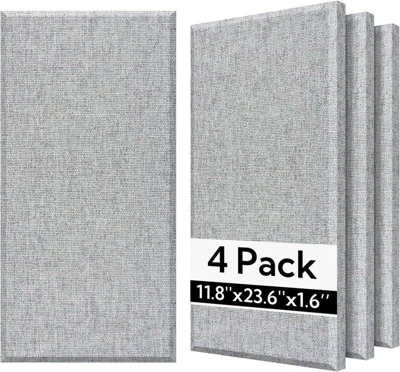 Olanglab Fiberglass Acoustic Wall Panels 4 Pack, 11.8'' x 23.6'' Sound Panels, Fabric Wrapped Sound Proof Panels for Walls (Light Gray) - Image 1